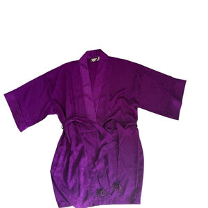 Vintage Victoria’s Secret Purple Dragon Kimono Robe Satin Jacquard OS 80s 90s